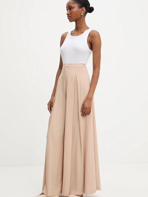 Answear.LAB spodnie damskie kolor beżowy szerokie high waist