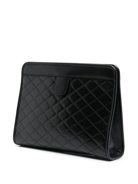Saint Laurent Victoire quilted leather clutch - Black