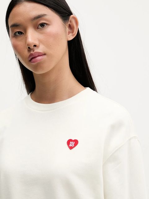 HUGO bluza bawełniana damska kolor beżowy gładka 50555808 - zdjęcie produktu nr 2