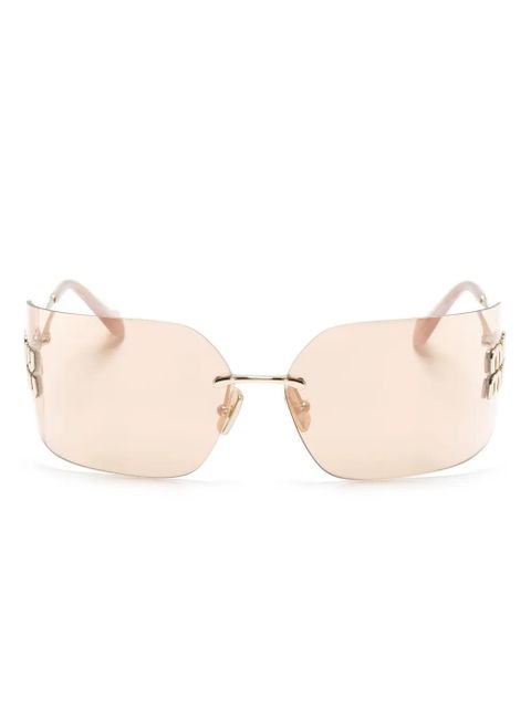 Miu Miu Eyewear logo-plaque wraparound-frame sunglasses - Gold - zdjęcie produktu nr 1