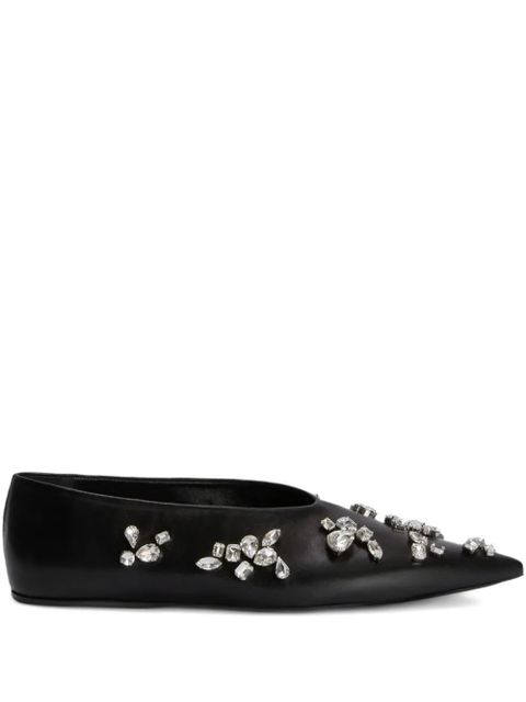 Jil Sander crystal-embellished pointed-toe ballet flats - Black - zdjęcie produktu nr 1