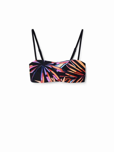 Desigual biustonosz kąpielowy kolor czarny miękka miseczka