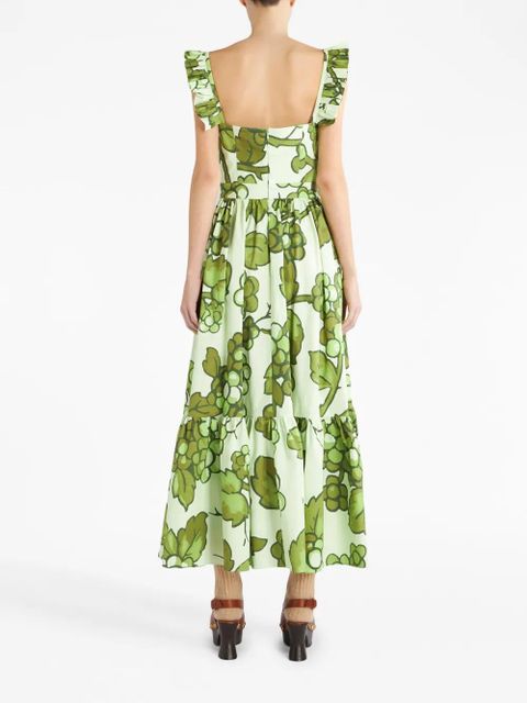 ETRO ruffled graphic-print dress - Green