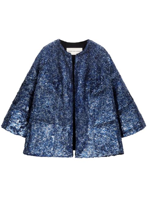 DRIES VAN NOTEN embellished cocoon jacket - Blue - zdjęcie produktu nr 1