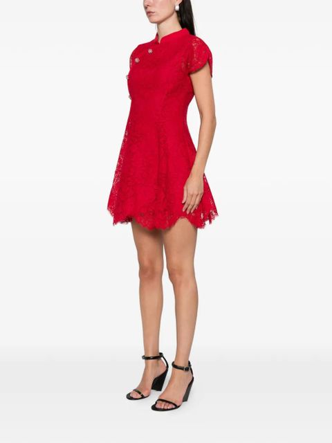 Self-Portrait fine lace mini dress - Red