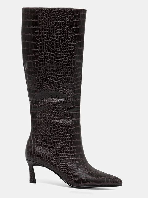 Steve Madden kozaki skórzane Lavan damskie kolor brązowy na szpilce 11003290