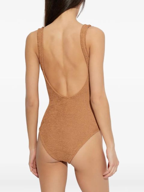 Hunza G square neck crinkle swimsuit - Neutrals
