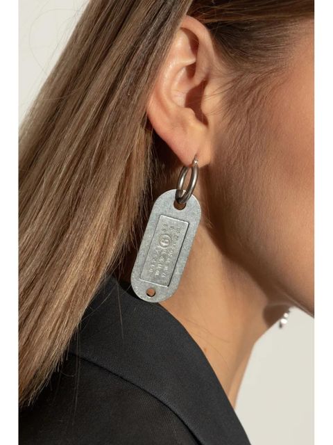 MM6 Maison Margiela Tag and Key earrings - Silver