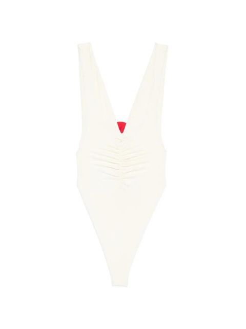 La Reveche Samira floral-appliqué swimsuit - Neutrals - zdjęcie produktu nr 2