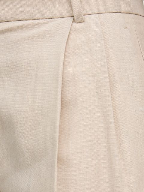 Tommy Hilfiger szorty z domieszką lnu damskie kolor beżowy gładkie high waist WW0WW44767