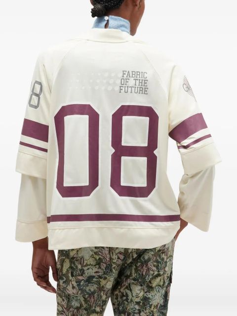 GANNI crochet-flowers jersey top - Neutrals