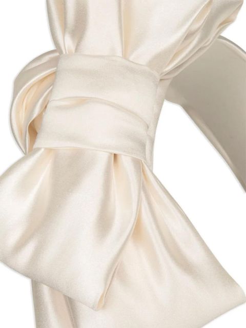 Jennifer Behr Karmen bow silk headband - Neutrals - zdjęcie produktu nr 2