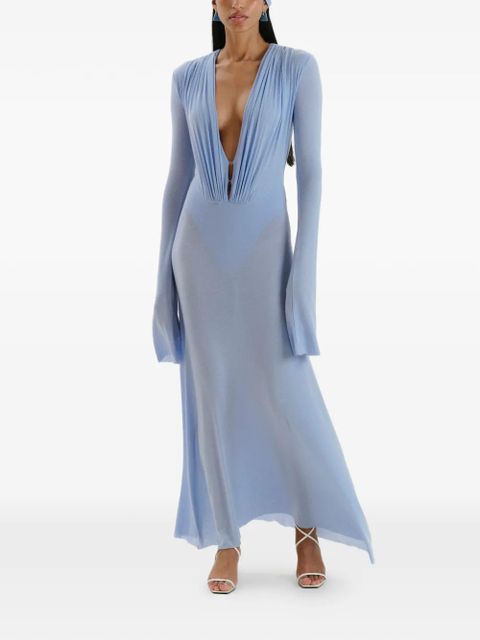 MANURÍ Suki long-sleeve draped dress - Blue - zdjęcie produktu nr 2