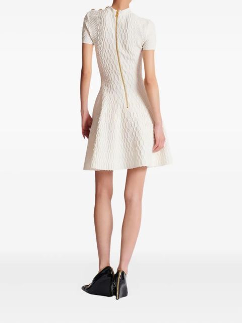 Balmain textured -knit flared mini dress - White