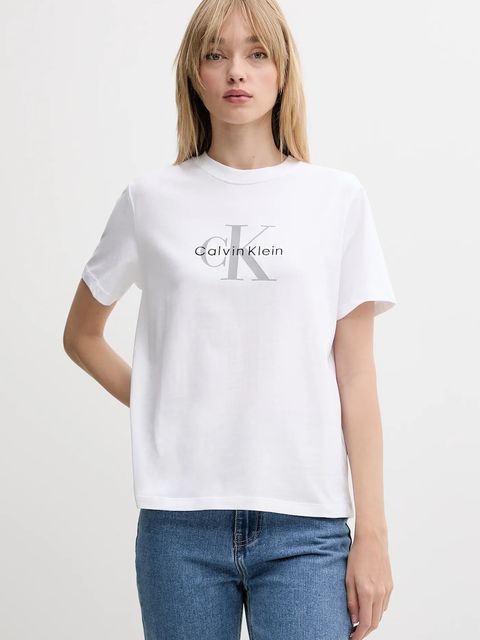 Calvin Klein Jeans t-shirt bawełniany damski kolor biały LV047B865G - zdjęcie produktu nr 1
