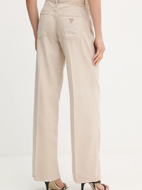Guess jeansy damskie kolor beżowy W5RA96 WFD53 - zdjęcie produktu nr 2