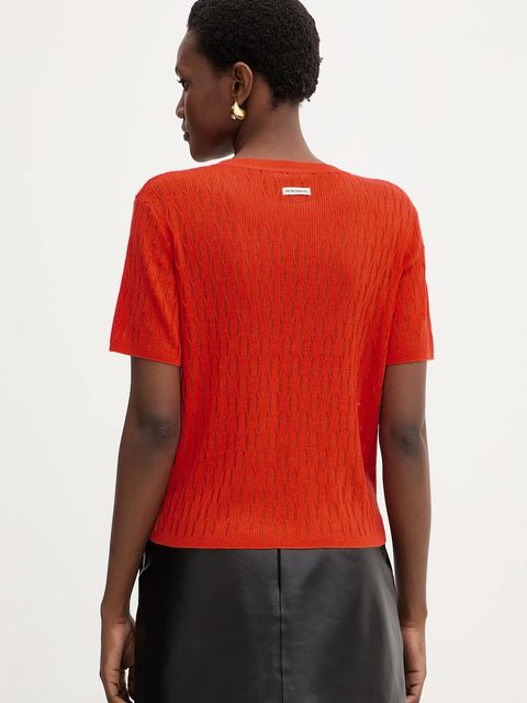 Patrizia Pepe sweter z dodatkiem wełny damski kolor pomarańczowy lekki 8K0377 K307