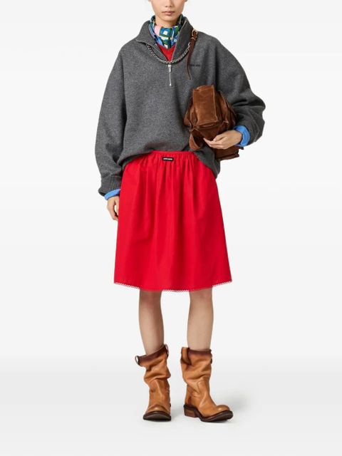 Miu Miu half-zip embroidered-logo sweater - Grey - zdjęcie produktu nr 2