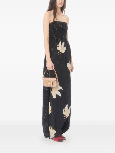 Valentino Garavani Valentino Garavani Locò small shoulder bag in laminated calfskin with jewel logo - Pink