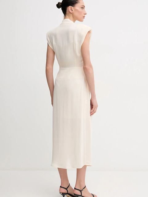 Sandro Ferrone sukienka kolor beżowy midi rozkloszowana S23XBEBONACCORTI - zdjęcie produktu nr 2