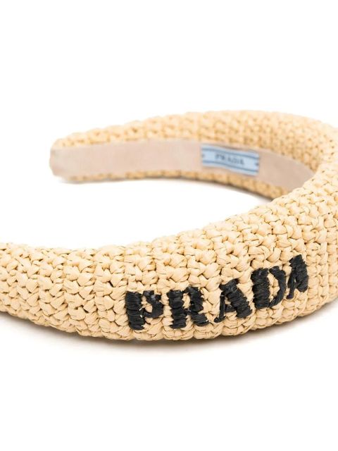 Prada logo-embroidered headband - Neutrals