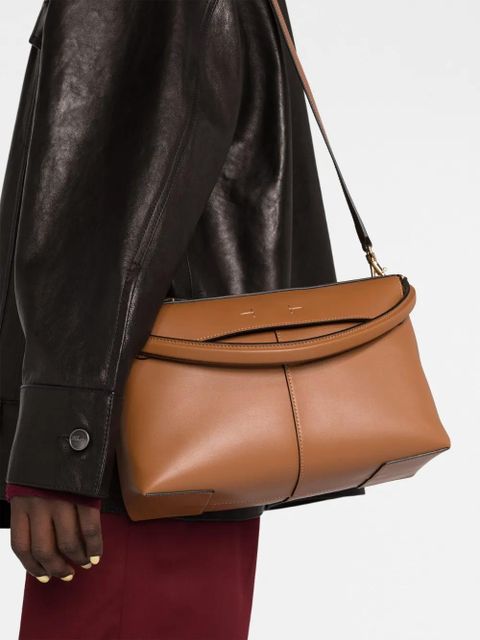 Tod's logo-charm leather tote bag - Brown