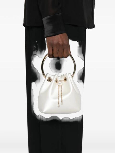 Jimmy Choo Bon Bon ring-handle clutch mini bag - White