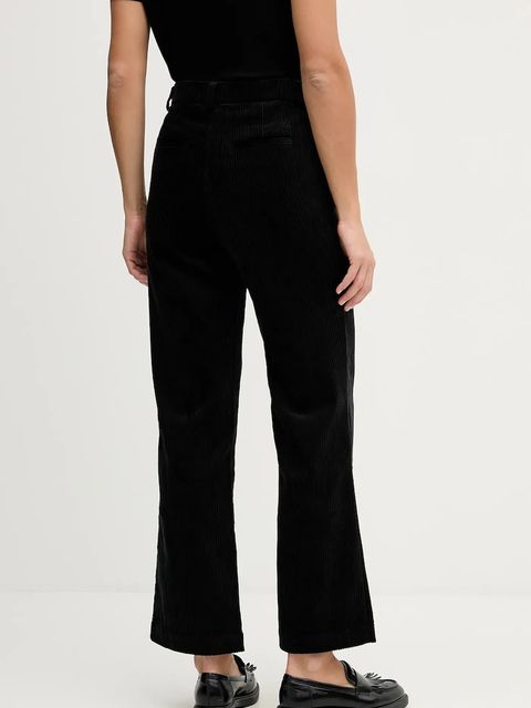 Sisley spodnie damskie kolor czarny proste high waist 49L0LF07U