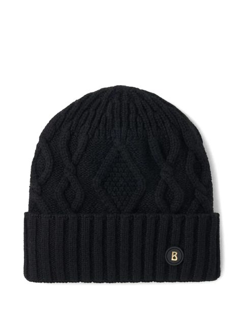 BOGNER cable-knit logo beanie hat - Black - zdjęcie produktu nr 1
