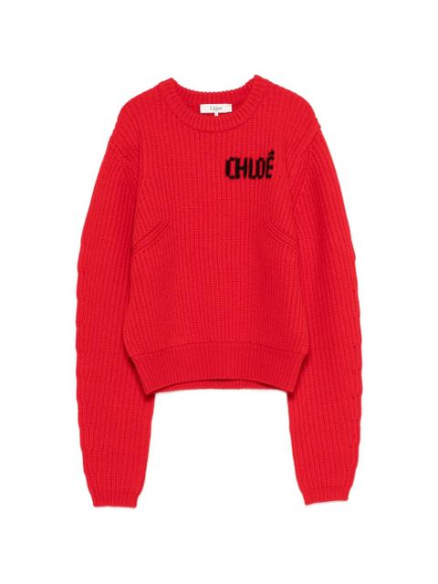 Chloé CHLOE RD LS LOGO JUMPER RED - zdjęcie produktu nr 1