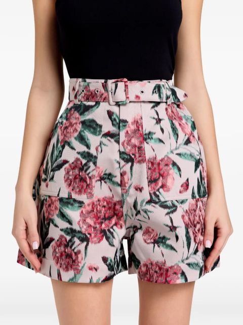 Marques'Almeida floral-print belted shorts - Pink