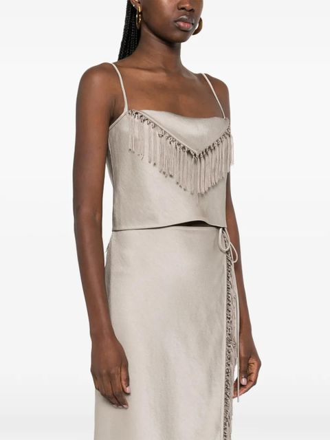 Nanushka fringe-detail sleeveless top - Grey