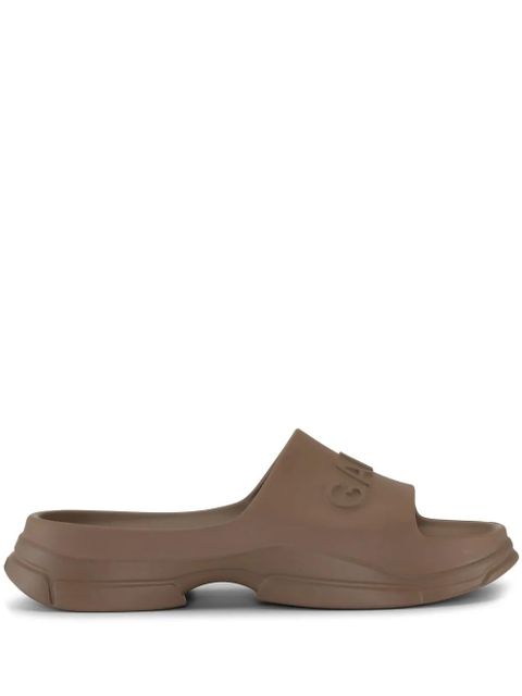 GANNI logo-embossed platform slides - Brown - zdjęcie produktu nr 1