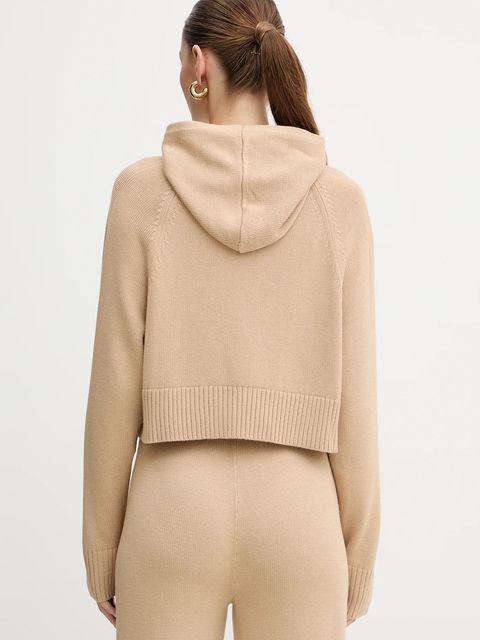 Armani Exchange sweter z dodatkiem wełny damski kolor beżowy lekki z półgolfem XW000767 AF13774