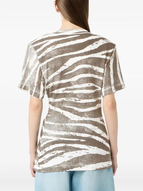 Blumarine dolphin-brooch printed T-shirt - Brown