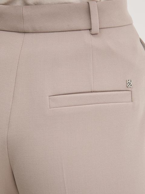 HUGO spodnie damskie kolor beżowy proste high waist 50545533