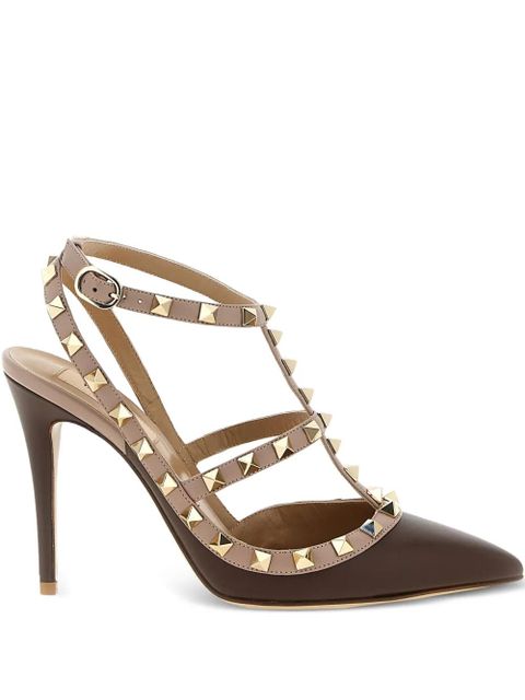 Valentino Garavani 100mm Rockstud Caged leather pumps - Brown - zdjęcie produktu nr 1