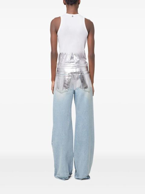 Rabanne piercing-appliqué ribbed tank top - White