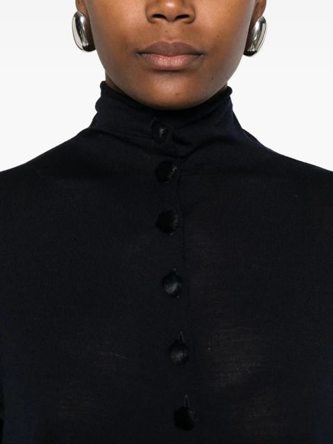 KHAITE high-neck buttoned cardigan - Black