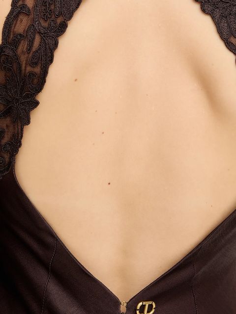 Twinset sukienka kolor brązowy maxi dopasowana 252TT2240