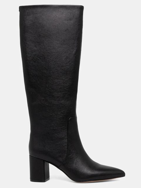 Twinset kozaki skórzane damskie kolor czarny na słupku 252TGT160