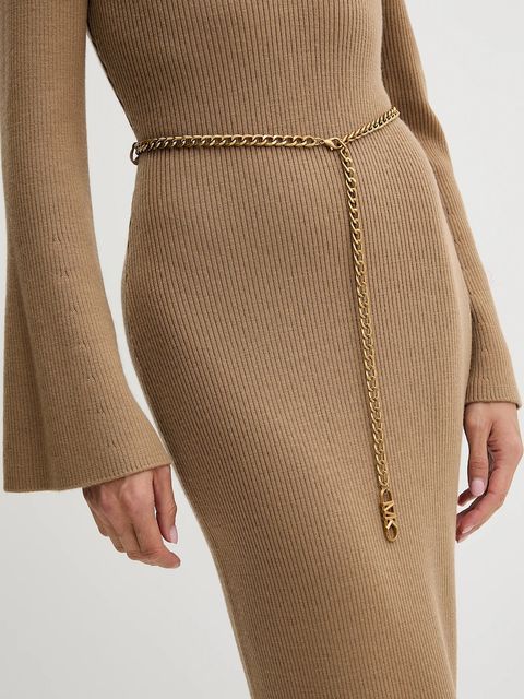 MICHAEL Michael Kors sukienka z dodatkiem wełny kolor zielony maxi dopasowana MF5835G4VR