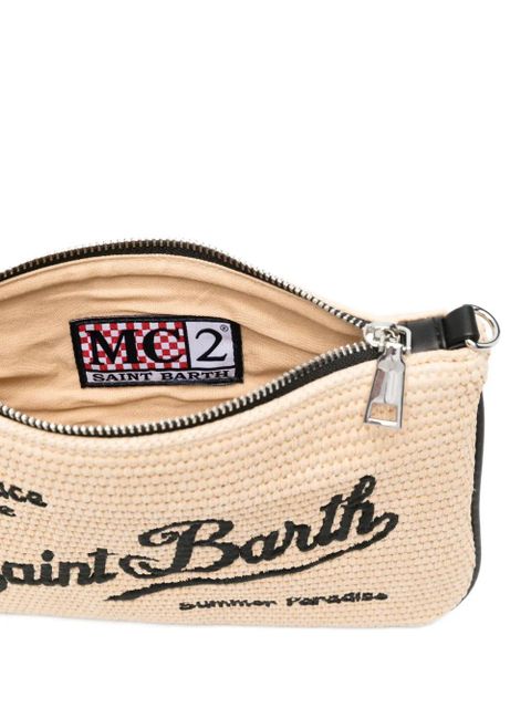 MC2 Saint Barth Parisienne logo-embroidered woven clutch bag - Neutrals