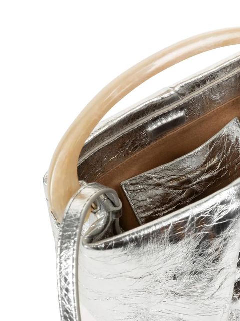 DRIES VAN NOTEN small pleated leather tote bag - Silver