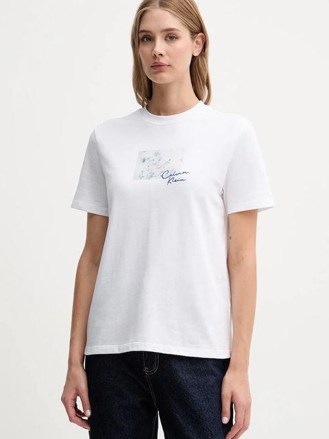 Calvin Klein Jeans t-shirt bawełniany damski kolor biały LV047C855G - zdjęcie produktu nr 1