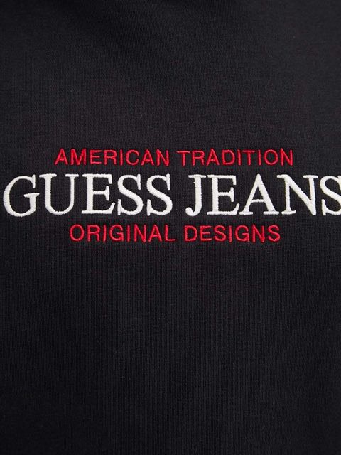 Guess Jeans bluza damska kolor czarny z kapturem W4YQ15 KC811