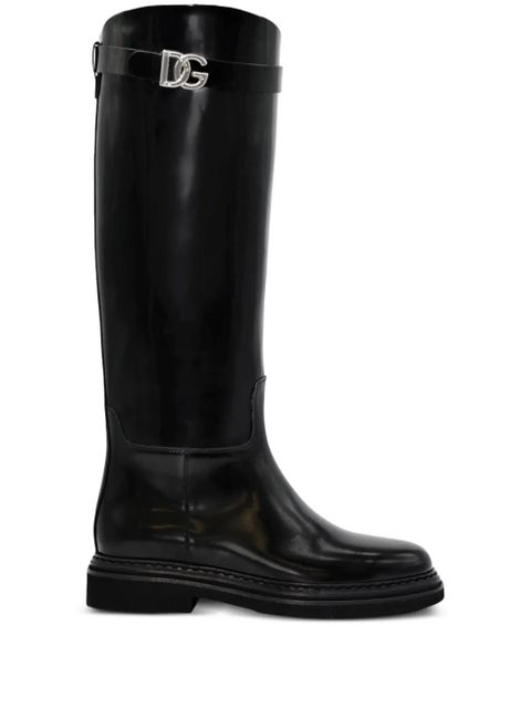 Dolce & Gabbana logo-plaque equestrian boots - Black - zdjęcie produktu nr 1