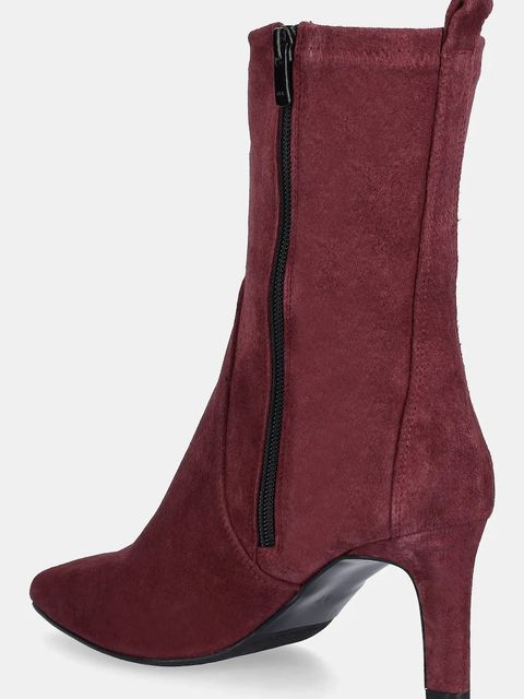 Answear.LAB botki zamszowe kolor bordowy na słupku