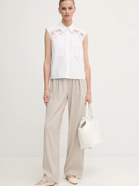 Dkny koszula bawełniana damska kolor biały regular z kołnierzykiem klasycznym P5DM0B45