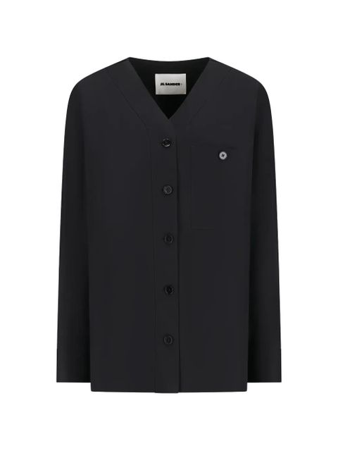 Jil Sander V-neck patch-pocket shirt - Black - zdjęcie produktu nr 1
